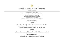 Zoznam abstraktov - Konferencie - Katolícka univerzita v Ružomberku