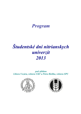 Program Študentské dni nitrianskych univerzít 2013