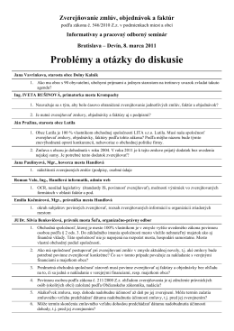 Problémy a otázky účastníkov