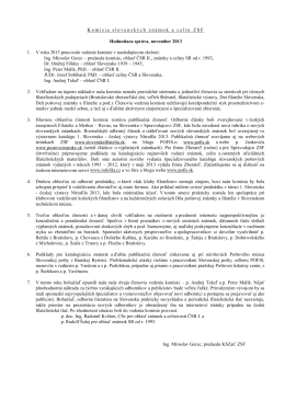 Komisia slovenských známok a celín ZSF Hodnotiaca správa