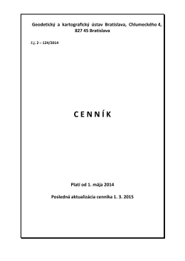 Cenník GKÚ - Geodetický a kartografický ústav Bratislava