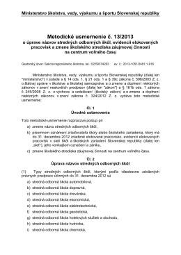 Metodické usmernenie č. 13/2013