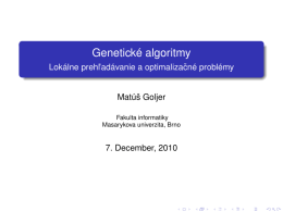 Genetické algoritmy - Masarykova univerzita