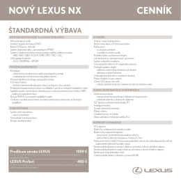 NOVÝ LEXUS NX cENNík