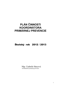 plán činnosti koordinátora primárnej prevencie