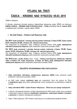 výluka na trati čadca - krásno nad kysucou 05.03. 2015