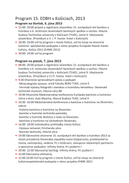 Program 15. EDBH v Košiciach, 2013