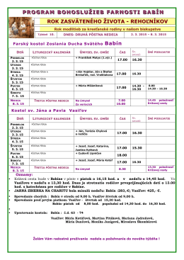 PROGRAM BOHOSLUŽIEB FARNOSTI KRUŠETNICA