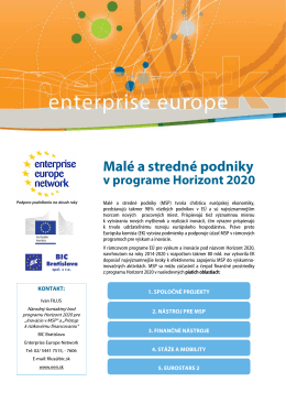 EEN - MSP v H2020 - Enterprise Europe Network