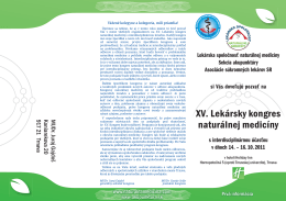 Pozvánka na XV. Lekársky kongres naturálnej medicíny