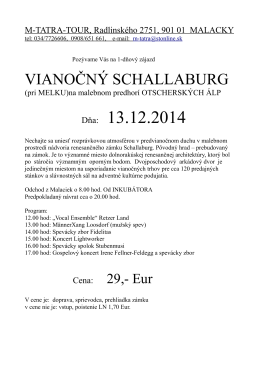 Vianočný Schallaburg len za 29 Eur - M-TATRA-TOUR