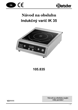 Návod na obsluhu Indukčný varič IK 35 105.835