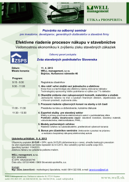 stavebnictvo-2013 - WELL management sro