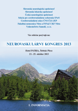 neurovaskulárny kongres 2013 - Česká neurologická společnost