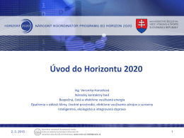 Veronika Hanzelová, CVTI SR, Horizont 2020