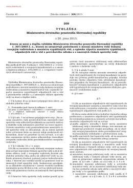 209/2013 Vyhláška Ministerstva životného prostredia Slovenskej