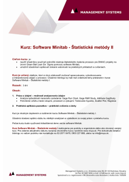 Kurz: Software Minitab - Štatistické metódy II