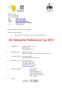 ZP Sport NBC - A Turnier 2014 slovenska pozvanka