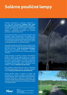 produktový list - solárne pouličné lampy