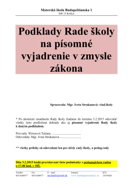 RADA ŠKOLY (podklady od riaditeľky školy 2015)