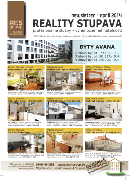 NEWSLETTER – REALITY STUPAVA – Apríl – Máj