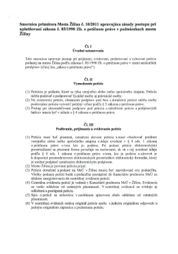 Smernica primátora Mesta Žilina č. 10/2011 upravujúca zásady