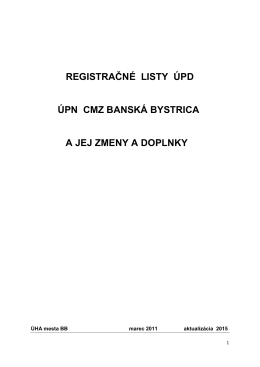 Registračné listy UPN-CMZ - ÚHA mesta Banská Bystrica