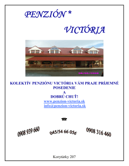 Jedálny lístok - Penzión Victoria