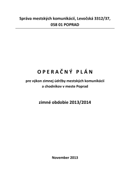 Operačný plán-koncept - Správa mestských komunikácií Poprad