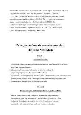 Zásady odmeňovania zamestnancov obce Slovenské Nové Mesto