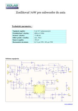 Zosilňovač 70W pre subwoofer do auta