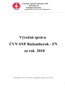Výročná správa 2010.pdf - Ústredná vojenská nemocnica SNP