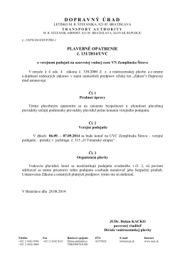 Plavebné opatrenie č. 131/2014/UVC