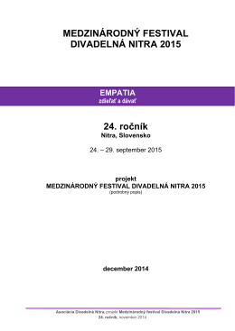 Projekt Medzinárodný festival Divadelná Nitra 2015