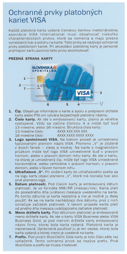 Ochranné prvky platobných kariet VISA