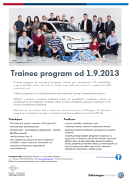 Trainee program od 1.9.2013