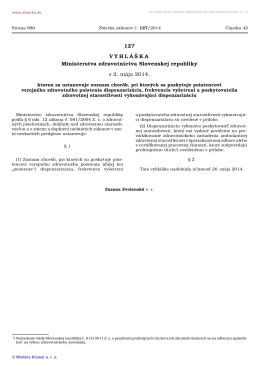 127/2014 Vyhláška Ministerstva zdravotníctva Slovenskej republiky
