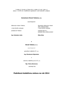 Podniková kolektívna zmluva ST, a.s. na rok 2014