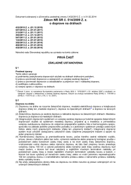 Zákon NR SR č. 514/2009 Z. z. o doprave na dráhach
