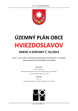Územný plán obce Hviezdoslavov ZMENY A DOPLNKY č. 01/2014