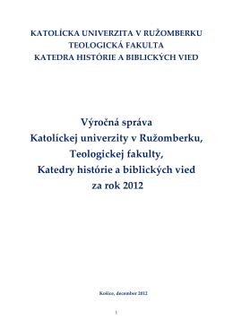 Výročná správa katedry za rok 2012