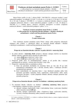 Všeobecne záväzné nariadenie mesta Prešov č. 12/2013 o výške