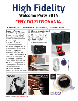 Welcome Party 2014 CENY DO ZLOSOVANIA