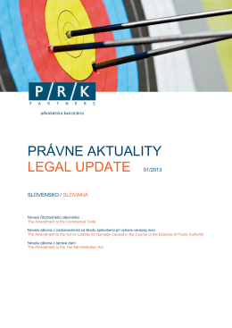PRÁVNE AKTUALITY LEGAL UPDATE 01/2013