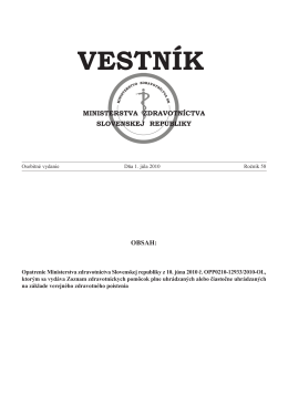 Vestník MZ SR 2010, Osobit. vydanie VII