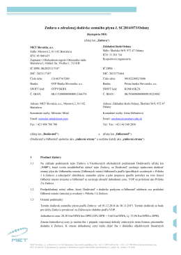 Zmluva o združenej dodávke zemného plynu č. SC2014/073/Oslany