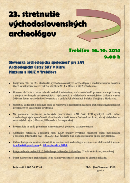 23. stretnutie východoslovenských archeológov