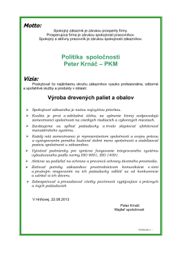 politika spolocnosti - Predaj reziva | PKM Hriňová