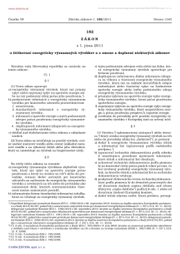 182/2011 Zákon o štítkovaní energeticky významných
