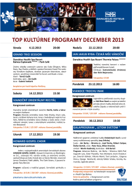 TOP KUlTúRNE PROgRAmy dECEmBER 2013